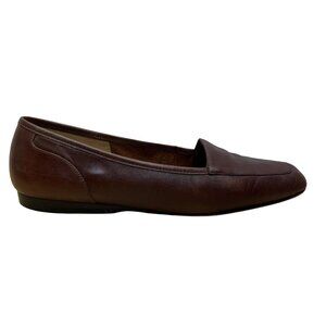 Enzo Angiolini Women’s Brown Leather Slip-On Classic Flat Loafers Size 8.5M